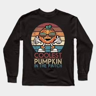 Retro Coolest Pumpkin In The Patch Halloween Boys Girls Men Long Sleeve T-Shirt